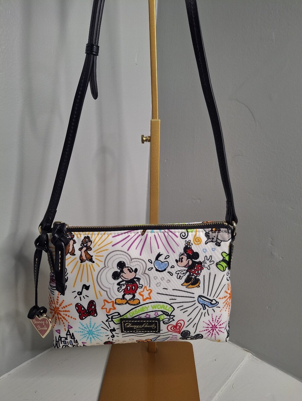 Dooney & Bourke Disney Sketch Nylon White Crossbody Bag NWOT